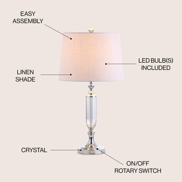 Bella 27" Crystal LED Table Lamp - JONATHAN Y